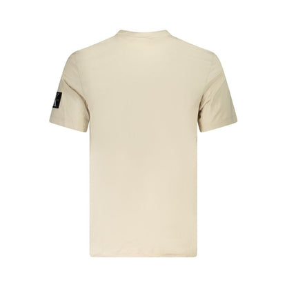 Beige Cotton Men T-Shirt