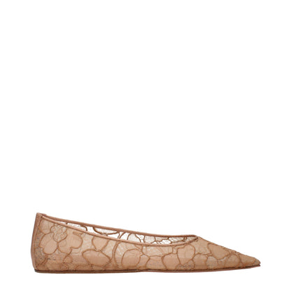 Beige Fabric Ballet Flats