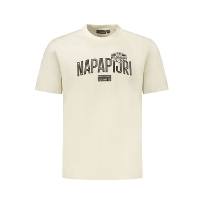 Beige Cotton Men T-Shirt