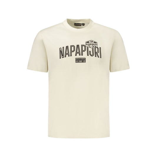 Beige Cotton Men T-Shirt